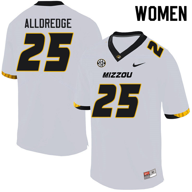 Women #25 Blaze Alldredge Missouri Tigers College Football Jerseys Sale-White